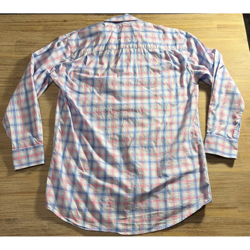 Tattersall London Long Sleeve Dress Shirt Pink/blue/white Check Size 16 - Picture 9 of 9